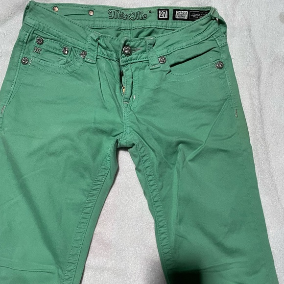 Miss Me Green Skinny Jeans - Picture 8 of 11